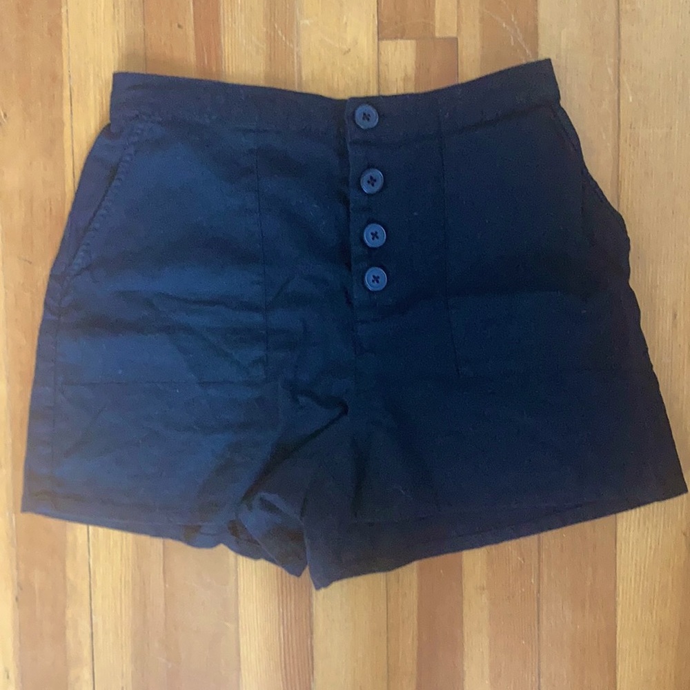 Abound black high waisted button front linen shorts - size S